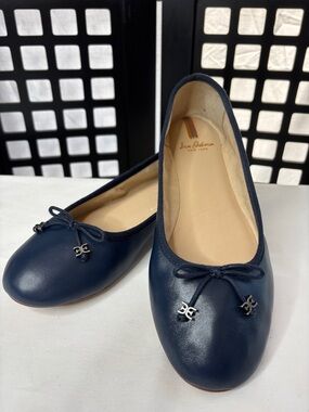 💙 Sam Edelman Alie Ballet Flats Women's 8.5 Navy Leather Bow Classic Slip On 💙